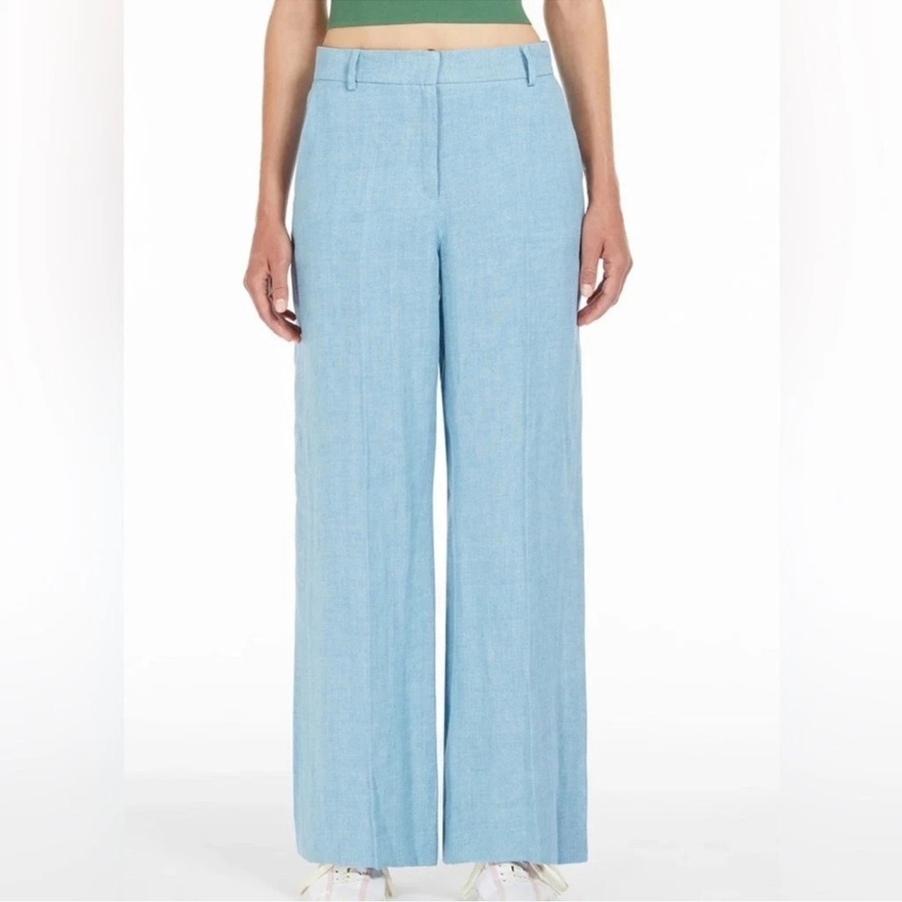 NWT Weekend Max Mara Malizia Iinen trousers light blue - water size 42 US 8